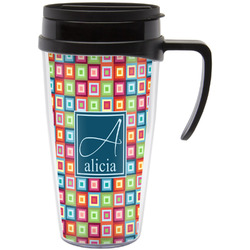 Retro Squares Acrylic Travel Mug with Handle (Personalized)