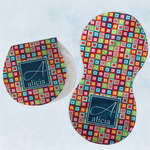 Retro Squares Burp Pads - Velour - Set of 2 w/ Name and Initial