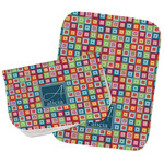 Retro Squares Burp Cloths - Fleece - Set of 2 w/ Name and Initial