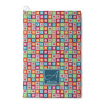 Retro Squares Waffle Weave Golf Towel (Personalized)