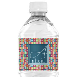 Retro Squares Water Bottle Labels - Custom Sized (Personalized)