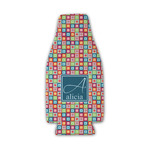 Retro Squares Zipper Bottle Cooler (Personalized)