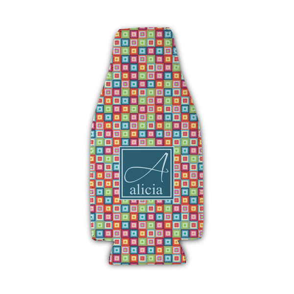 Custom Retro Squares Zipper Bottle Cooler (Personalized)