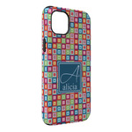 Retro Squares iPhone Case - Rubber Lined - iPhone 14 Plus (Personalized)