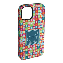 Retro Squares iPhone Case - Rubber Lined - iPhone 15 Plus (Personalized)