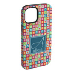 Retro Squares iPhone Case - Rubber Lined - iPhone 15 Pro Max (Personalized)