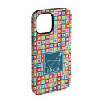 Retro Squares iPhone Case - Rubber Lined - iPhone 15 Pro (Personalized)