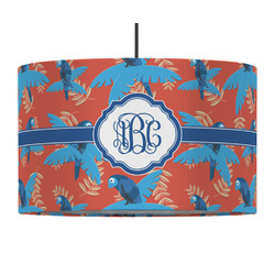 Blue Parrot 12" Drum Pendant Lamp - Fabric (Personalized)