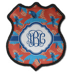 Blue Parrot Iron On Shield Patch C w/ Monogram