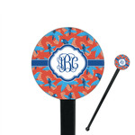 Blue Parrot 7" Round Plastic Stir Sticks - Black - Double Sided (Personalized)