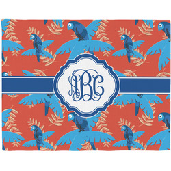 Blue Parrot Woven Fabric Placemat - Twill w/ Monogram