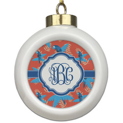 Blue Parrot Ceramic Ball Ornament (Personalized)
