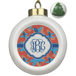 Blue Parrot Ceramic Ball Ornament - Christmas Tree (Personalized)