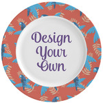 Blue Parrot Ceramic Dinner Plates (Set of 4) (Personalized)