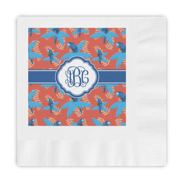 Custom Blue Parrot Embossed Decorative Napkins (Personalized)