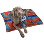 Blue Parrot Dog Bed - Large w/ Monogram