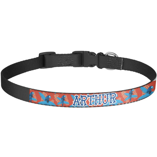 Custom Blue Parrot Dog Collar - Large (Personalized)