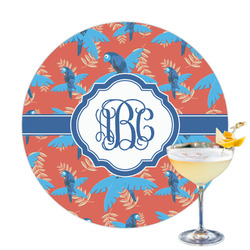 Blue Parrot Printed Drink Topper - 3.25" (Personalized)