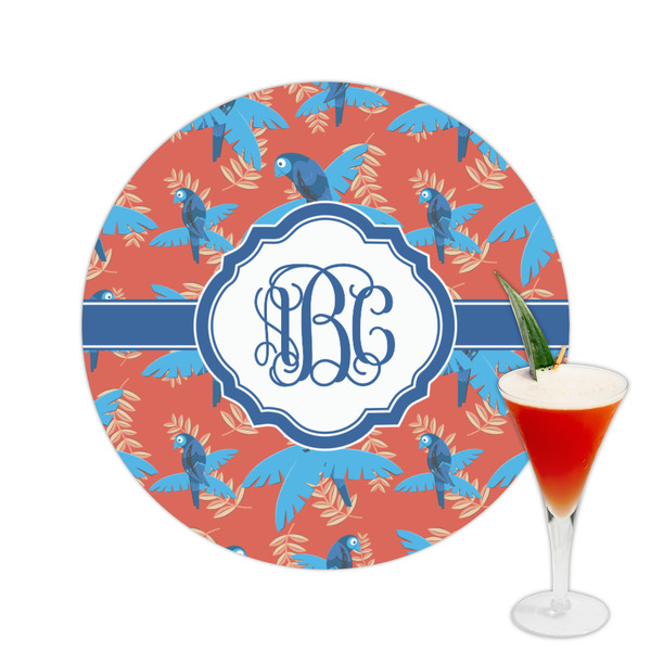 Custom Blue Parrot Printed Drink Topper -  2.5" (Personalized)