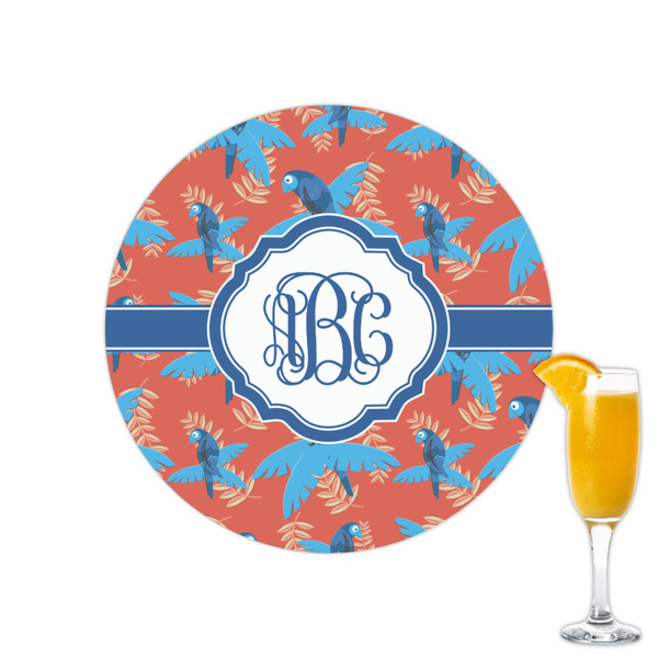 Custom Blue Parrot Printed Drink Topper - 2.15" (Personalized)