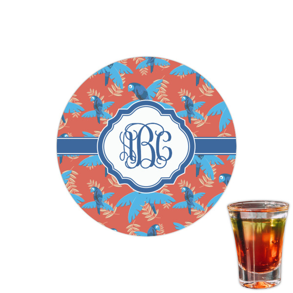 Custom Blue Parrot Printed Drink Topper - 1.5" (Personalized)