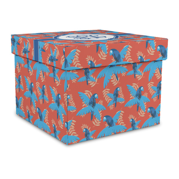 Custom Blue Parrot Gift Box with Lid - Canvas Wrapped - Large (Personalized)