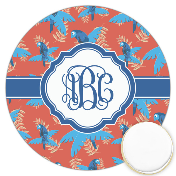 Custom Blue Parrot Printed Cookie Topper - 3.25" (Personalized)