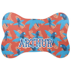 Blue Parrot Bone Shaped Dog Food Mat (Large) (Personalized)