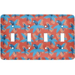 Blue Parrot Light Switch Cover (4 Toggle Plate)