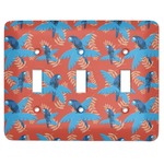 Blue Parrot Light Switch Cover (3 Toggle Plate)