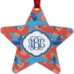 Blue Parrot Metal Star Ornament - Double Sided w/ Monogram