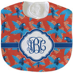 Blue Parrot Velour Baby Bib w/ Monogram