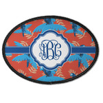 Blue Parrot Iron On Oval Patch w/ Monogram