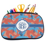 Blue Parrot Neoprene Pencil Case - Medium w/ Monogram