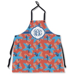 Blue Parrot Apron Without Pockets w/ Monogram