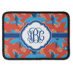 Blue Parrot Iron On Rectangle Patch w/ Monogram