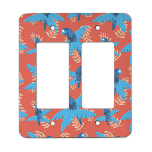 Custom Blue Parrot Rocker Style Light Switch Cover - Two Switch