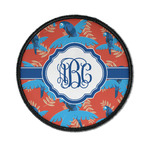 Blue Parrot Iron On Round Patch w/ Monogram