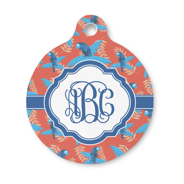 Custom Blue Parrot Round Pet ID Tag - Small (Personalized)