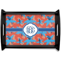 Blue Parrot Black Wooden Tray - Small (Personalized)