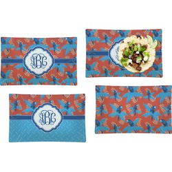 Blue Parrot Set of 4 Glass Rectangular Lunch / Dinner Plate (Personalized)