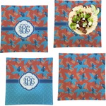 Blue Parrot Set of 4 Glass Square Lunch / Dinner Plate 9.5" (Personalized)