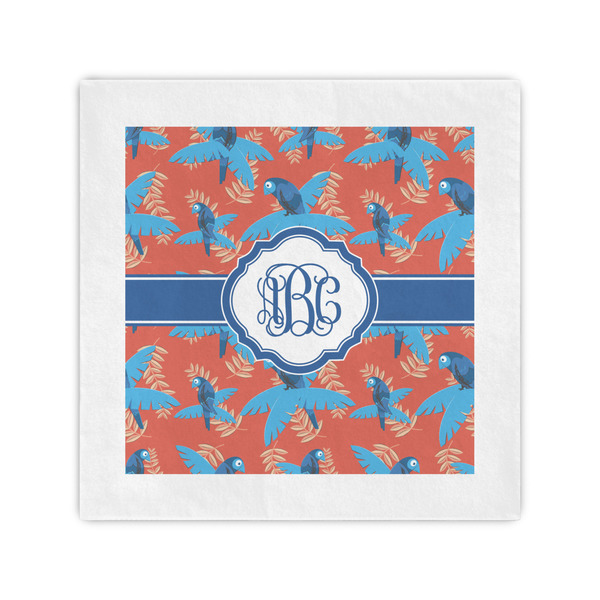 Custom Blue Parrot Standard Cocktail Napkins (Personalized)