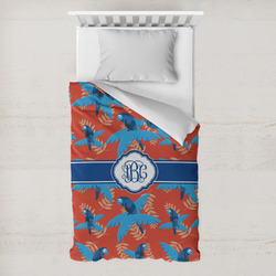 Blue Parrot Toddler Duvet Cover w/ Monogram