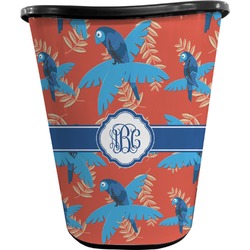 Blue Parrot Waste Basket - Double Sided (Black) (Personalized)