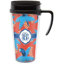 Blue Parrot Acrylic Travel Mug with Handle (Personalized)