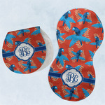 Blue Parrot Burp Pads - Velour - Set of 2 w/ Monogram