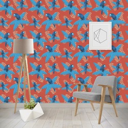 Blue Parrot Wallpaper & Surface Covering (Water Activated - Removable)