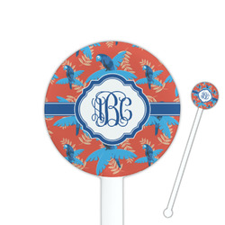 Blue Parrot 5.5" Round Plastic Stir Sticks - White - Double Sided (Personalized)