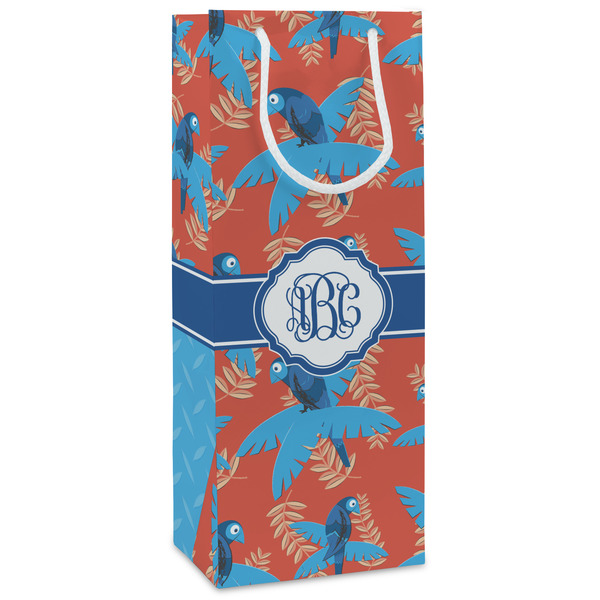 Custom Blue Parrot Wine Gift Bags - Matte (Personalized)